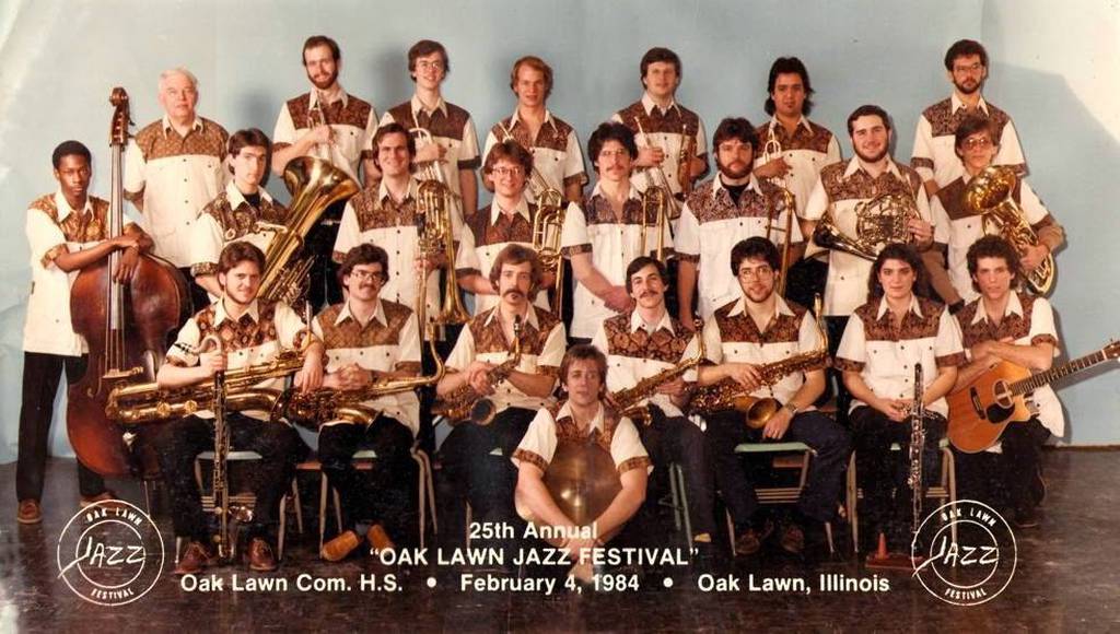 Musicians gather to take pictures at the 1984 edition of the Oak Lawn Jazz Festival.  Recordings of the festival from the 1970s will be part of the exhibit, showcasing Oak Lawn's musical heritage.