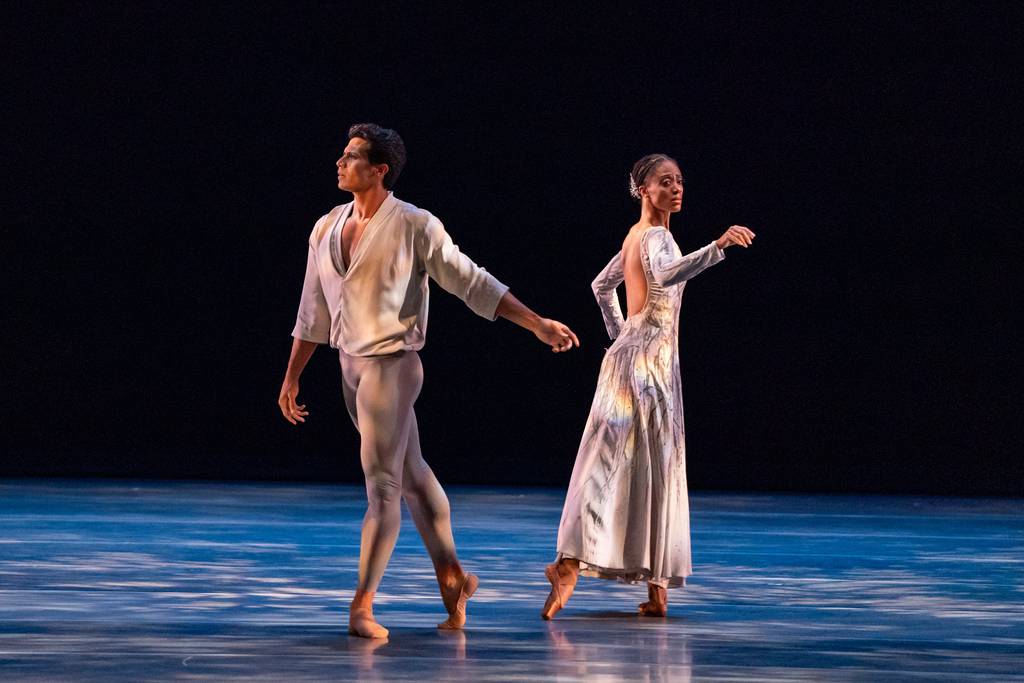 Katlyn Addison and Hadriel Diniz from Ballet West "RUTH" Arpino at the Auditorium Theater in Chicago on September 23, 2023, as part of the Chicago Centennial Celebration. 