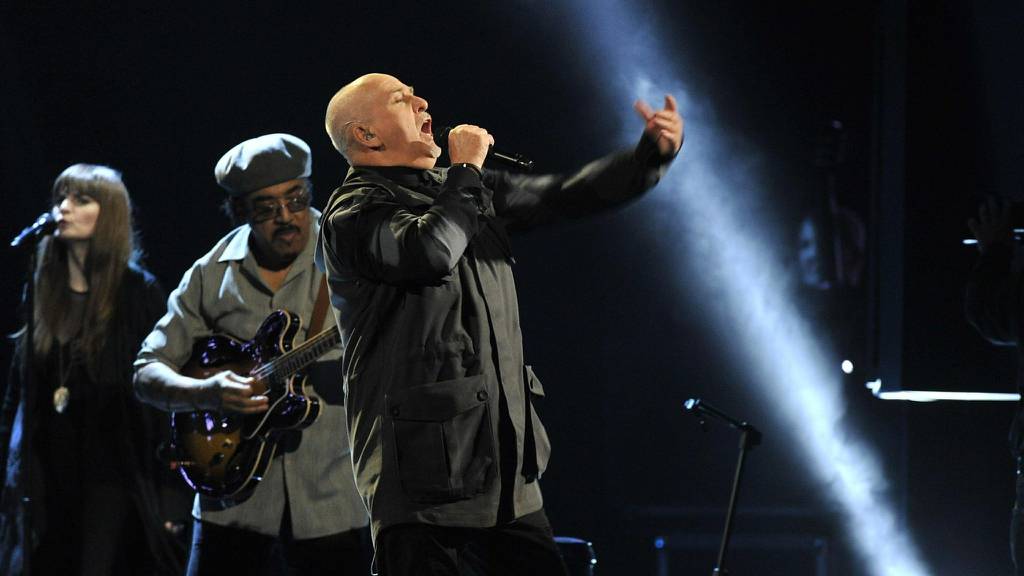 Peter Gabriel performs at the 2014 Rock and Roll Hall of Fame induction ceremony in New York on April 10, 2014.