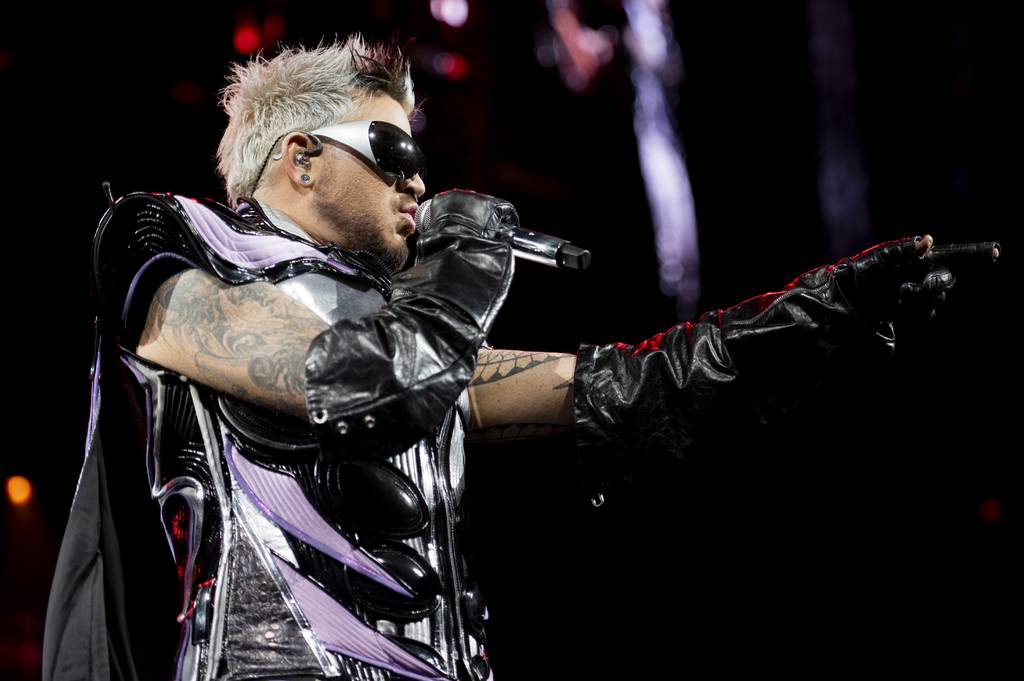 Adam Lambert performs during the first night of Queen's two performances on October 30, 2023.  