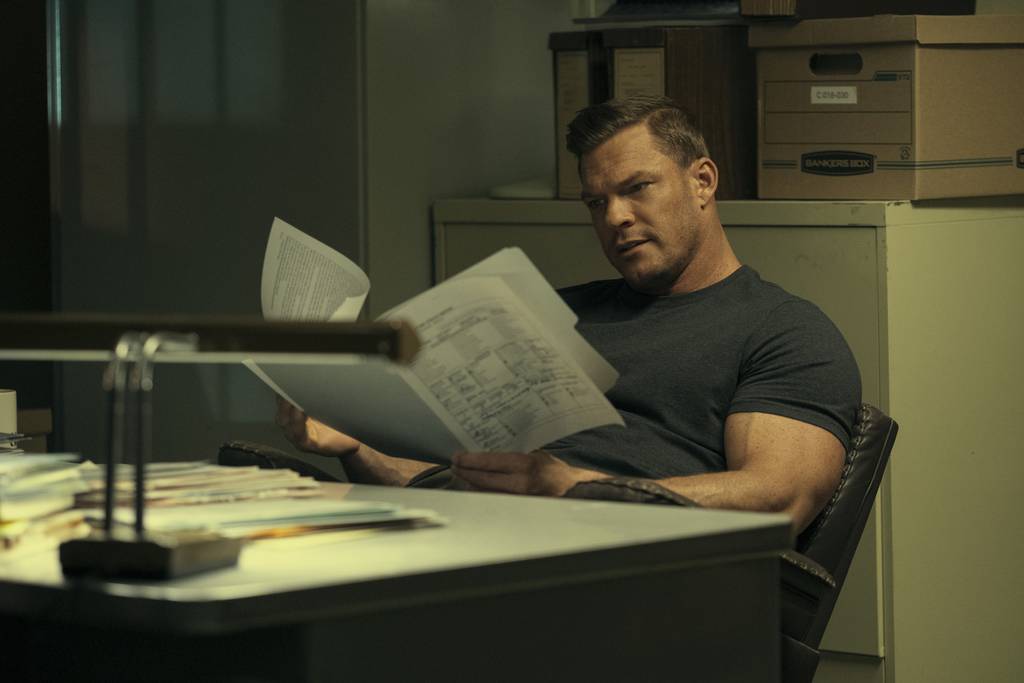 Alan Ritchson stars as Jack Reacher and his Achilles heel, paperwork, in Season 2 of “Reacher.” 