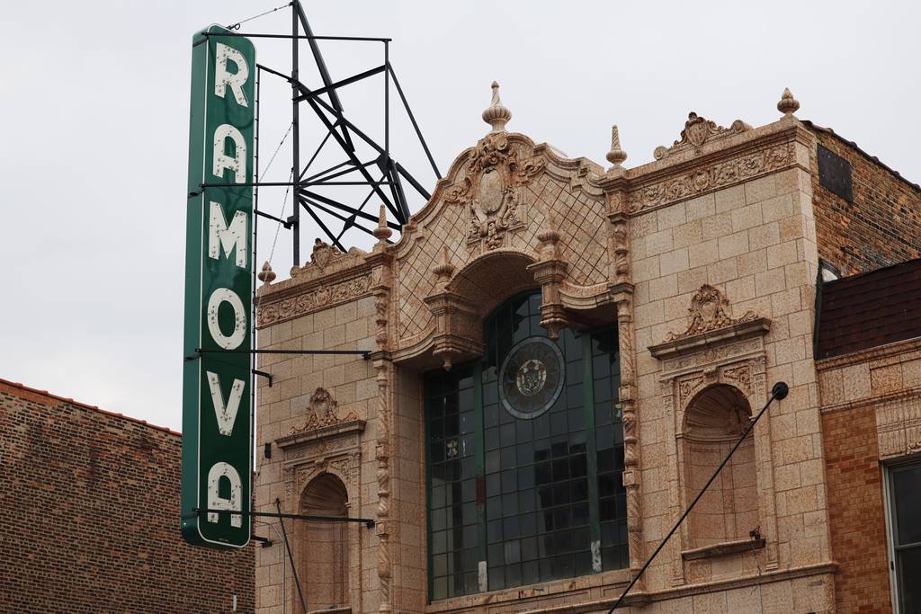 Ramova Theater marquis in the 3500 block of South Halsted on Thursday, Dec. 21, 2023, in Chicago.