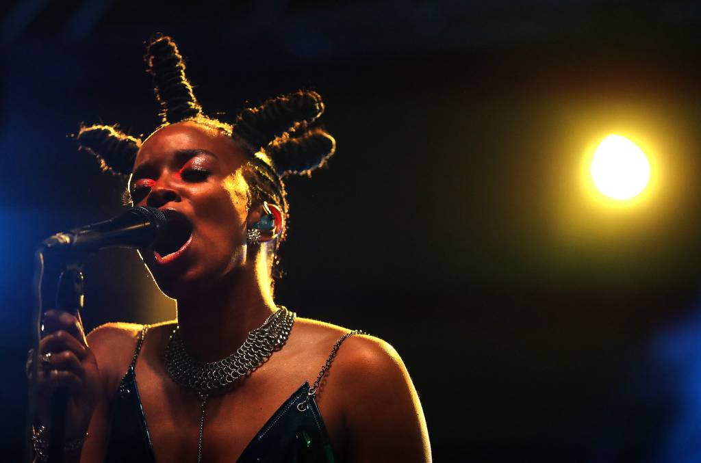 Jamila Woods performs at the Pitchfork Music Festival in Chicago's Union Park on Saturday, September 11, 2021.