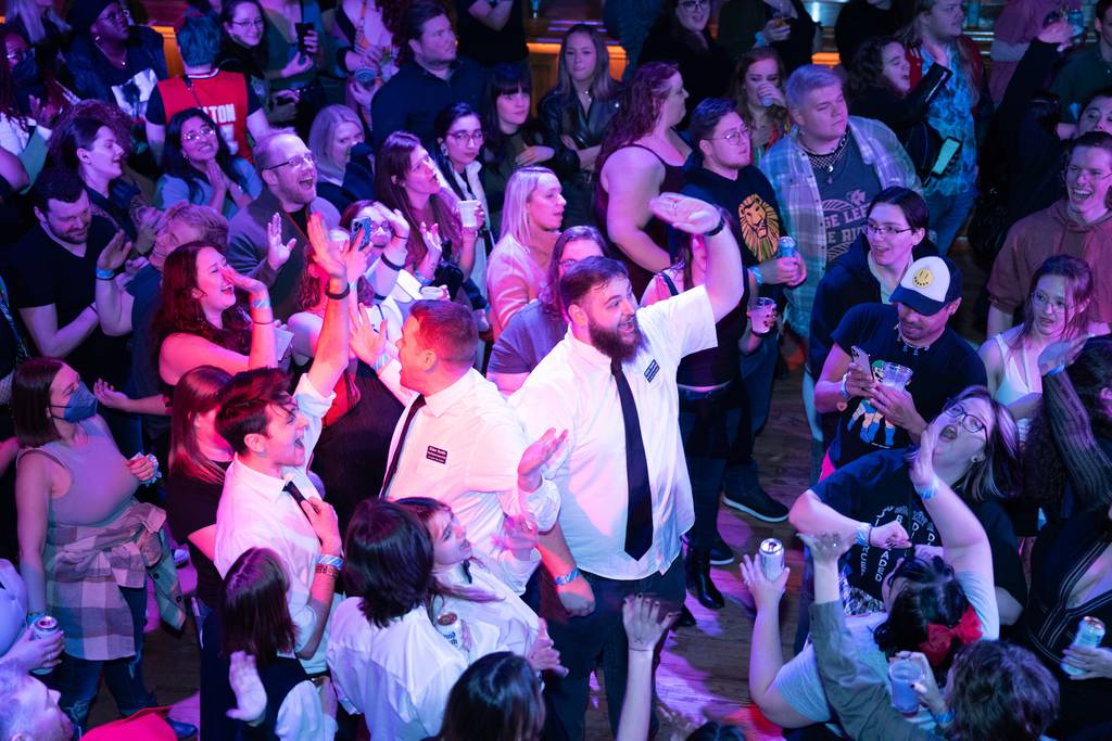 This is how fans dressed "book of mormon" St. in Detroit  Dance and sing at the Broadway Rave, a traveling dance party celebrating musical theater and show tunes at Andrew's Hall.