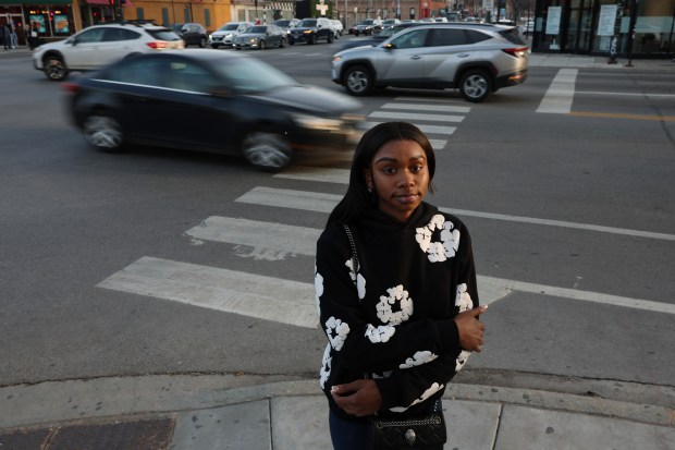 Nakari Campbell, 18, was seriously injured when she was struck by a driver while walking at the intersection of Ashland Avenue and Division Street in August 2023.  The driver ran away.  (John J. Kim/Chicago Tribune)