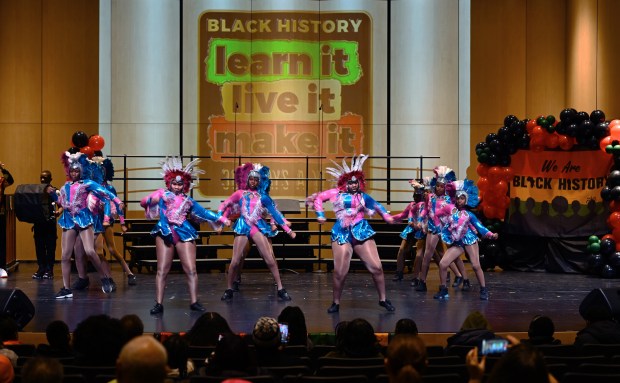 The Elite Striders Drill Team and Waukegan Drum Corps are opening the program at the 34th annual Black History Celebration in Zion on February 24, 2024 at Zion-Benton Township High School District 126.  (Karie Angell Luc/Lake County News-Sun)