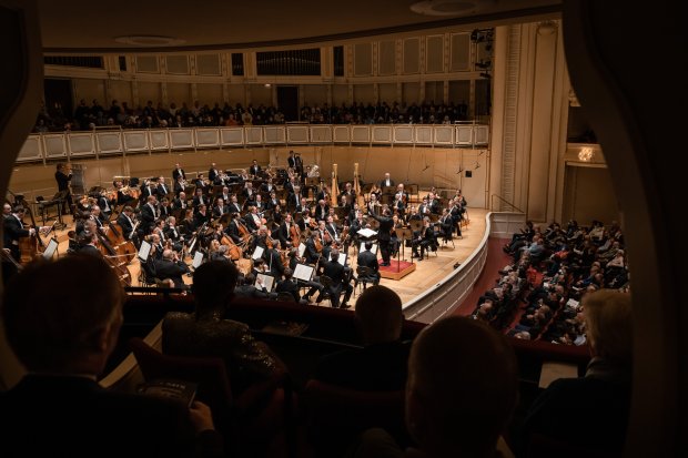 Conductor Kirill Petrenko leads the Berlin Philharmonic Orchestra at the Symphony Centre...