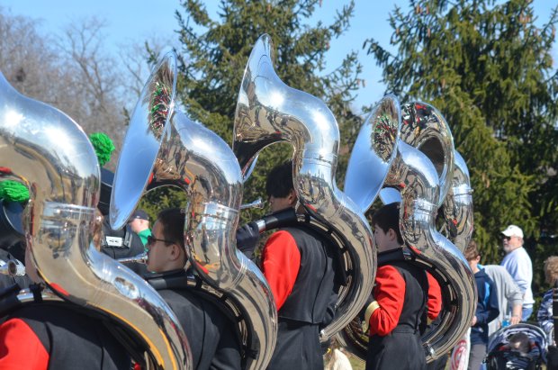 The Tinley Park High School band performs in Sunday's Irish Parade.  Jeff Vorva / for Daily Southtown, March 3, 2024, Tinley Park Irish Parade, Tinley Park, Illinois