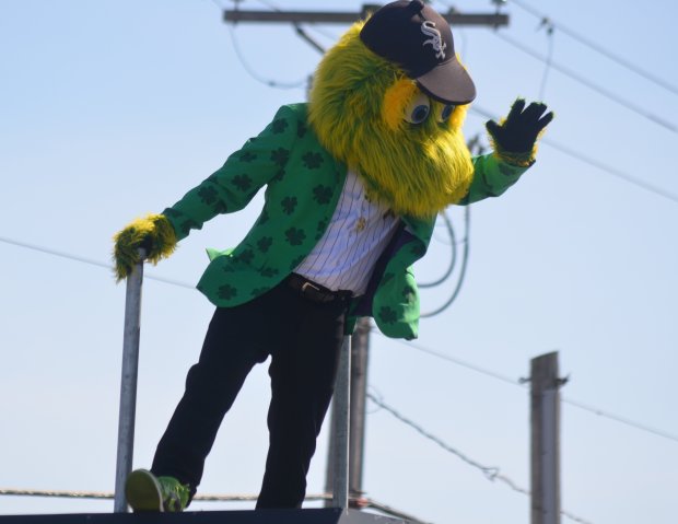 White Sox mascot Southpaw was part of the 24th annual Tinley Park Irish Parade on Sunday.  Jeff Vorva / for Daily Southtown, March 3, 2024, Tinley Park Irish Parade, Tinley Park, Illinois