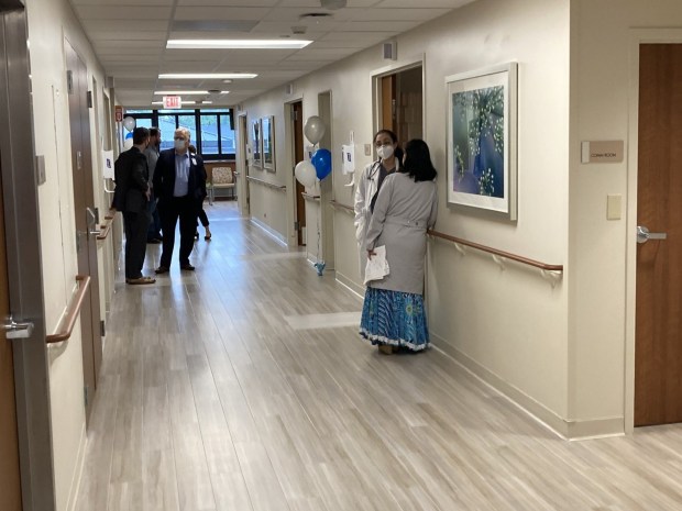 Hallways have a new look on the renovated second floor of Vista East Medical Center in Waukegan.