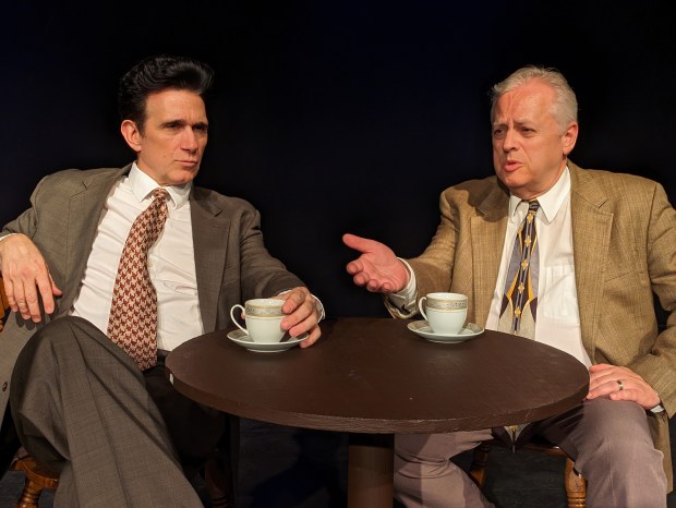 Ronnie Marmo as Bill W. and Dr.  Steve Gelder as Bob "Bill W. and Dr.  Bob" At the Biography Theatre.  (Cortney Roles)